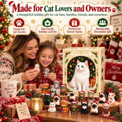 Cat Advent Calendar 2026 Christmas Countdown Kitten 3D Figure Set - 1pc