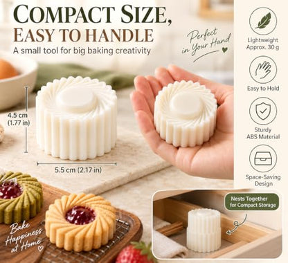 2PCS Cookie Press with Sunflower & Lace Patterns, Double-Sided Mooncake Mold, Food-Safe ABS, Beginner Friendly
