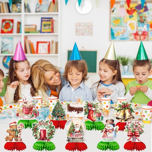 Christmas Honeycomb Centerpieces with Santa Claus for Holiday Table Decor