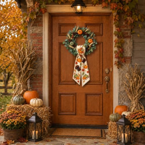 Fall Thanksgiving Wreath Sash - Seasonal Front Door Decor, 1 Piece