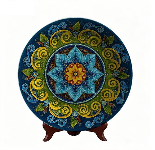 Decorative Floral Boho Wall Plates - Round 10 Inch, Manda la Design (Variation: pz--4 / Round 10")