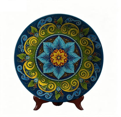 Decorative Floral Boho Wall Plates - Round 10 Inch, Manda la Design (Variation: pz--4 / Round 10")