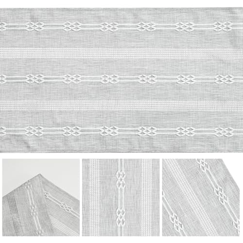 Grey Farmhouse Embroidered Table Runner - 13x120 Inch Seasonal Kitchen Decor
