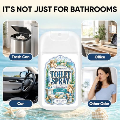 Travel Size Toilet Spray Pack - Bathroom Odor Neutralizer with 8 Scents