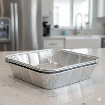 Extra-Thick Disposable Aluminum Baking Pans by [Brand Name] - Pack of 30 | 9” x 9” Recyclable Square Tins | Superior Heat Conductivity & 2” High Walls