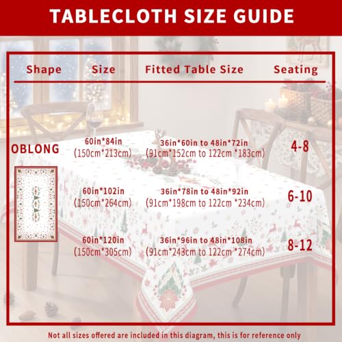 Christmas Elements Waterproof Rectangle Tablecloth 60 x 84 Inch - Holiday Decor