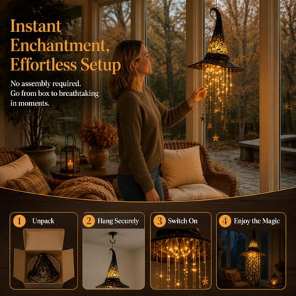 Halloween Witch Hat Hanging Decor Light - 1 PC Spooky Party Ornament