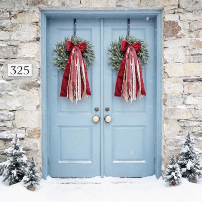 Red Velvet Christmas Bow for Wreath Front Door Decor - Large 9.8 Inch