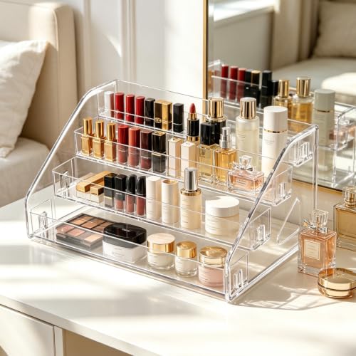 Acrylic Display Stand 4-Tier Cosmetics & Collection Organizer