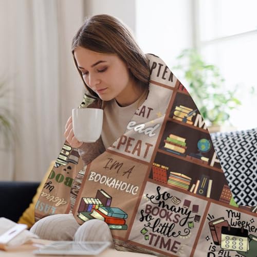 Book Lover Gift Blanket - 50x60 Throw for Women, Librarians, Bookworms - Book Lover Gift Idea - Variation 01