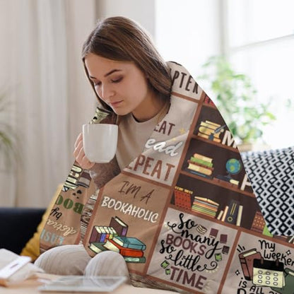 Book Lover Gift Blanket - 50x60 Throw for Women, Librarians, Bookworms - Book Lover Gift Idea - Variation 01