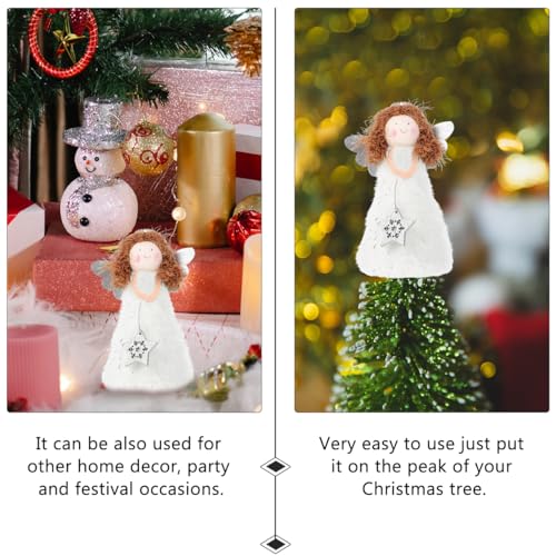 Christmas Angel Tree Topper Small Angel Xmas Tree Decoration White Lightweight for Indoor Holiday Festival Home Office