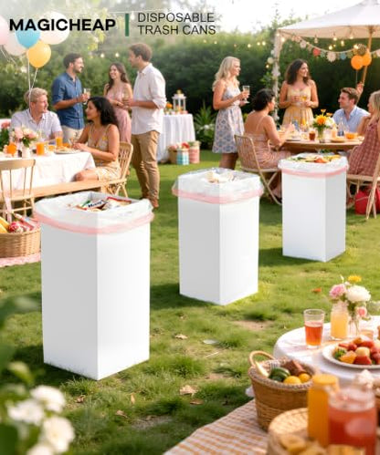 50 Gallon Cardboard Disposable Trash Cans for Parties - 4 Pack