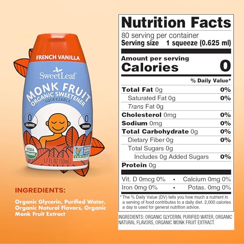 SweetLeaf Caramel Liquid Monk Fruit - Monk Fruit Liquid Sweetener Drops, Organic Monk Fruit Extract, Zero Calorie Sweetener, Sugar Free, Keto Friendly, Erythritol Free - 1.7 Fl Oz