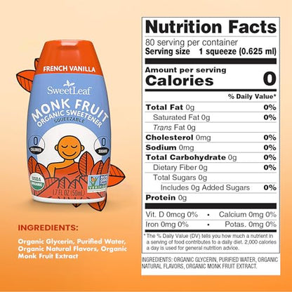 SweetLeaf Caramel Liquid Monk Fruit - Monk Fruit Liquid Sweetener Drops, Organic Monk Fruit Extract, Zero Calorie Sweetener, Sugar Free, Keto Friendly, Erythritol Free - 1.7 Fl Oz