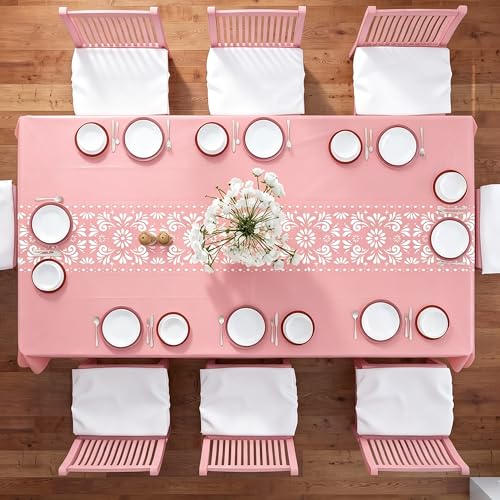 Mexican Tablecloth Set - Pink 54x108 Inch, 8 Pcs, Fiesta Party Decor