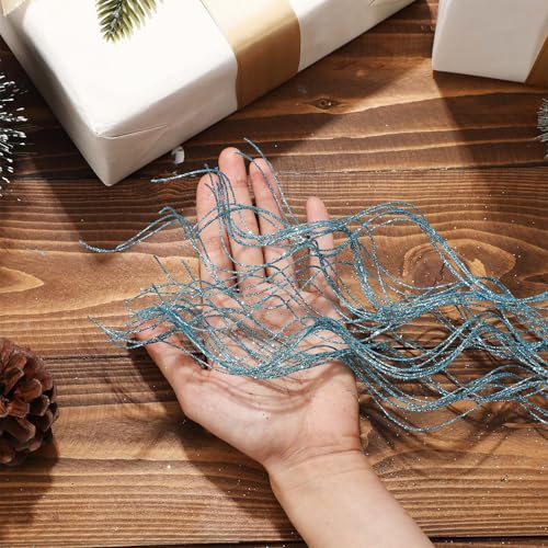Lyrow Lake Blue Christmas Glitter Curly Branches - 17 Inch Holiday Decor Set