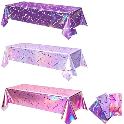 Kpop Birthday Tablecloths - 3pcs Holographic Lightning Party Decor