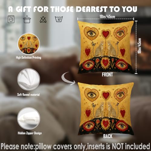 Yellow Leopard Pillow Cover 18x18 Inches - Cozy Home Decor Cushion