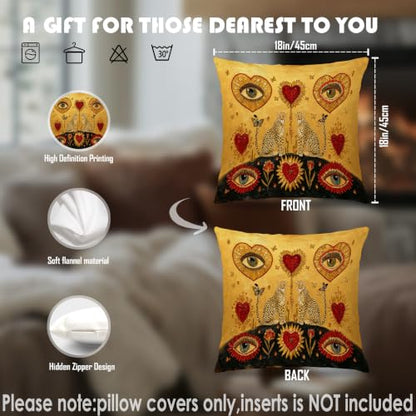 Yellow Leopard Pillow Cover 18x18 Inches - Cozy Home Decor Cushion