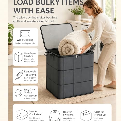 Large Capacity Foldable Storage Bags - Heavy Duty Moving & Closet Organizer, 3 Pack
