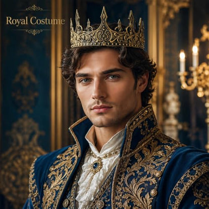 Medieval Crown Hat for Adults - Adjustable Gold Costume Headpiece