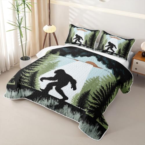 Bigfeet Silhouette Kids Quilt Set Full Size Bedspread with Pillow Shams - Variation of Bigfeet 24 / Full