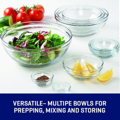 Anchor Hocking 10-Piece Mixing Bowl Set - Nesting Serving & Mixing Bowls in Various Sizes (1 oz to 3.5 Qt)