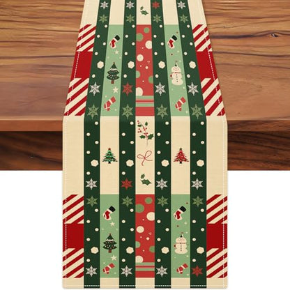 Honitra Christmas Table Runner 13x72 Inch Waterproof Linen Green Seasonal Decor Variation of THIS listing
