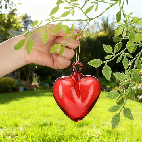 Red Glass Heart Ornaments - 10 Pack Christmas Holiday Decor