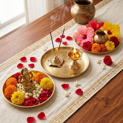 Diwali Pooja Thali Set - 6 Pcs Mandala Gold & Silver Gray Return Gifts