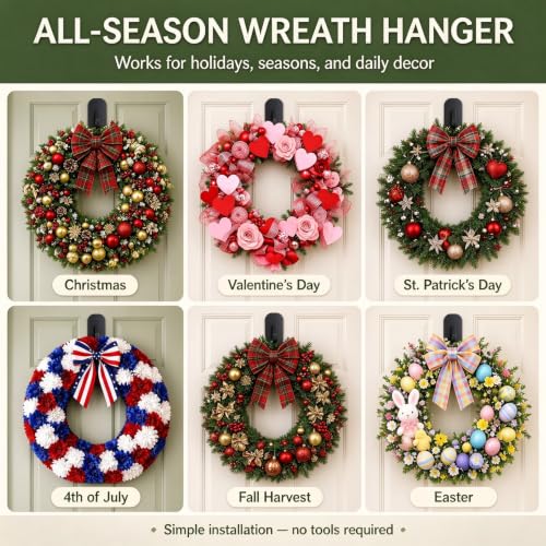 Magnetic Wreath Hanger for Front Door & Metal Surfaces, Heavy Duty Set