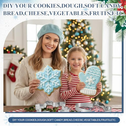 Christmas Cookie Cutter Set - Giant Snowflake & Gloves, 8 Inch - Holiday Baking Tools - Variation: Gloves, Snowflake