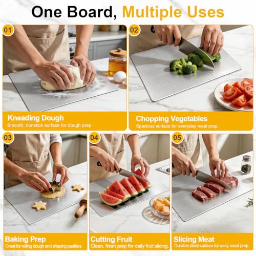 304 Stainless Steel Cutting Board with Lip - 15.7"L x 11.8"W