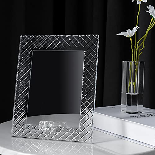 kitCom 5x7 Inch Crystal Wedding Photo Frame with Embossed Design – Keepsake Tabletop Display, Clear Gift Box