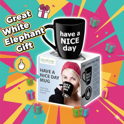 Black Funny Coffee Mug with Middle Finger Gag Design - 14 Ounce Novelty Gift for Adults, Coworkers, Christmas