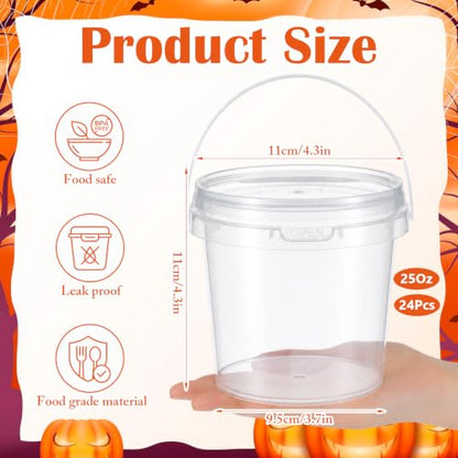 Halloween Plastic Drink Buckets Set with Ribbons and Accessories - 24 Pack
