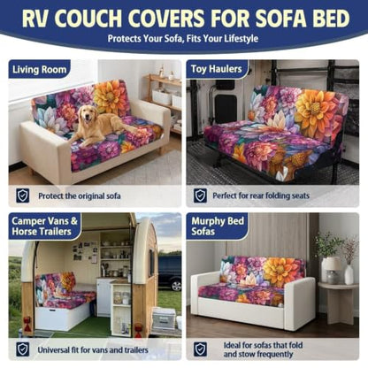 Dahlia RV Jackknife Sofa Cover Set - 2 Piece, High-Stretch Fabric, Easy Fit