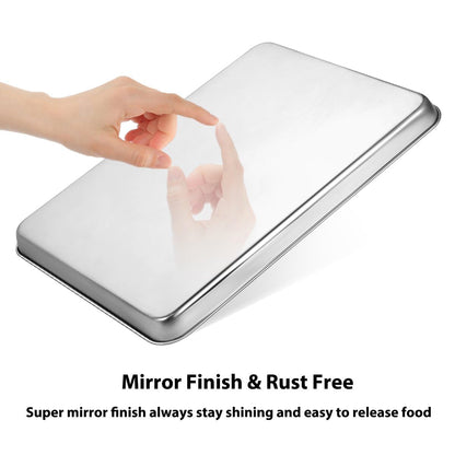 Baking Sheet, Yododo Stainless Steel Cookie Sheet Toaster Oven Tray Pan Rectangle Size 16 x 12 x 1 inch, Non Toxic & Healthy, Superior Mirror Finish & Easy Clean, Dishwasher Safe