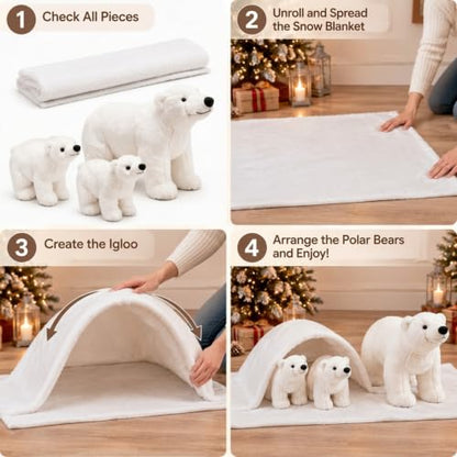 Christmas Wonderland Polar Bear Decor Set with Snow Blanket - Festive Holiday Display