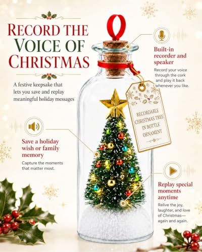 Recordable Christmas Tree Message in a Bottle Ornament 2pcs - Voice Greeting