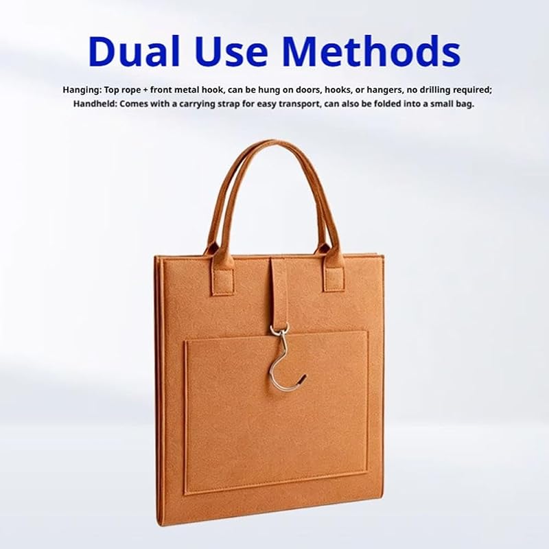 Folding Mirror Bag with Hanging Hook and Storage Pockets - White 12" x 12" Variation