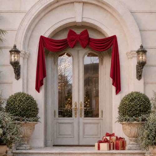 16x71 Inch Extra Large Velvet Christmas Bow for Tree - Reusable Holiday Decor