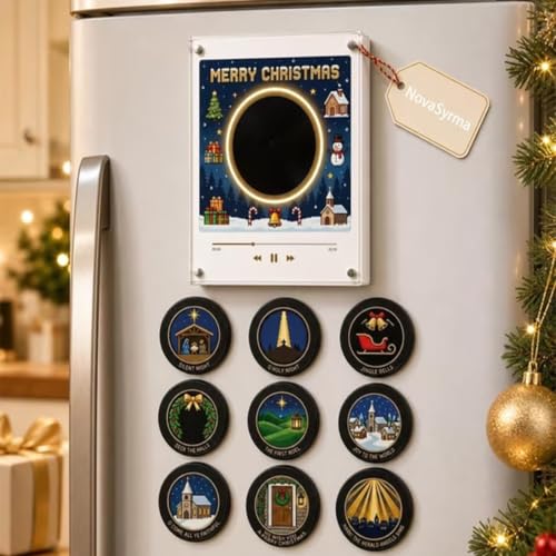 1PC Christmas Mini Vinyl Record Player Fridge Magnet Set - Custom Music Box Decor