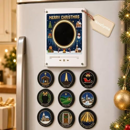 1PC Christmas Mini Vinyl Record Player Fridge Magnet Set - Custom Music Box Decor