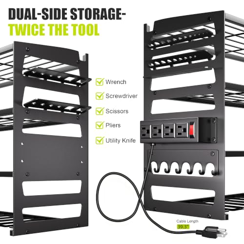 Gotega Heavy Duty Power Tool Wall Mount Organizer Black - 600lb Capacity