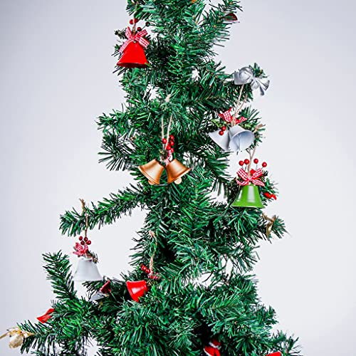6 Pack 2-Inch Metal Jingle Bells Christmas Ornaments for Wreaths & Tree Decor - Red White Gold