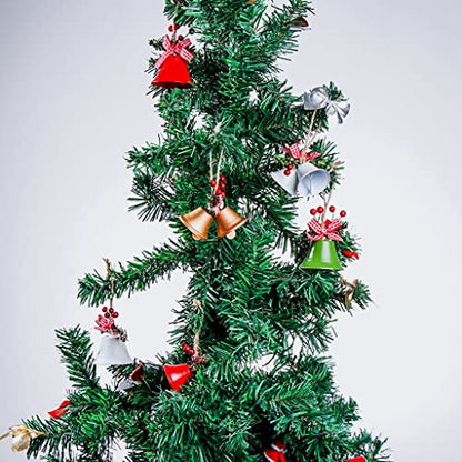 6 Pack 2-Inch Metal Jingle Bells Christmas Ornaments for Wreaths & Tree Decor - Red White Gold