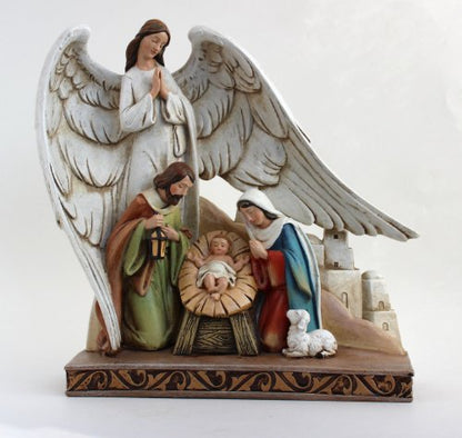 Nativity Angel Figurine - 8-Inch Christmas Religious Decor - Variation of Nativity Angel