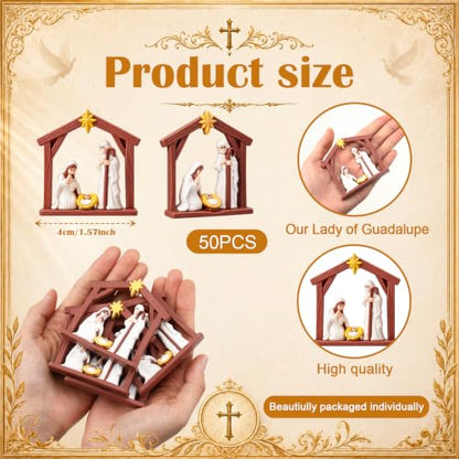 Amyhill 50 Pcs Mini Nativity Scene Figurines - White, Small Manger Statues for Christmas